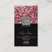 Instagram QRコードモダン&ソーシャルピンクグリッター 名刺 (裏面)