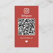Instagram QRコード燃えたオレンジ色のソーシャルメディア 名刺 (裏面)