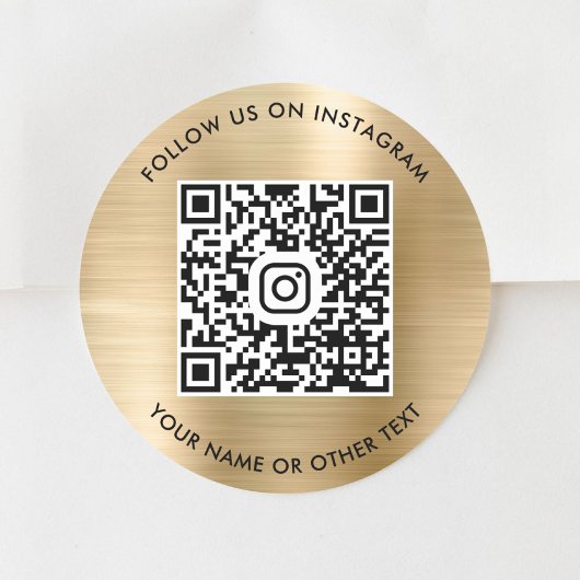 Instagram QRコード ゴールド ラウンドシール