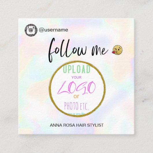 *~* INSTAGRAM qrコード-ソーシャルメディアロゴ スクエア名刺 (正面)