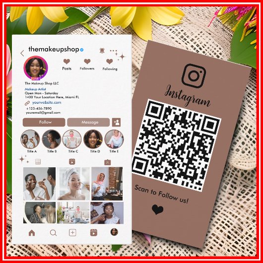 Instagram QRコード ソーシャルメディア テラコッタ 名刺