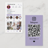 Instagram QRコード ソーシャルメディア ラベンダー 名刺 (正面/裏面)