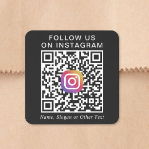 Instagram QRコード ブラック スクエアシール