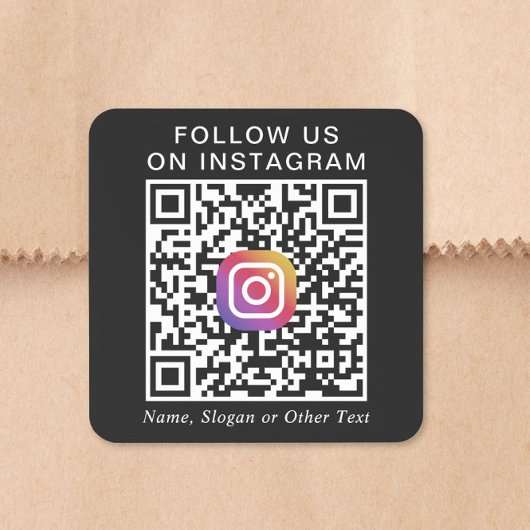 Instagram QRコード ブラック スクエアシール