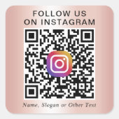 Instagram QRコード ローズゴールド スクエアシール (正面)