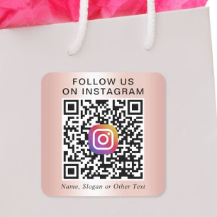 Instagram QRコード ローズゴールド スクエアシール