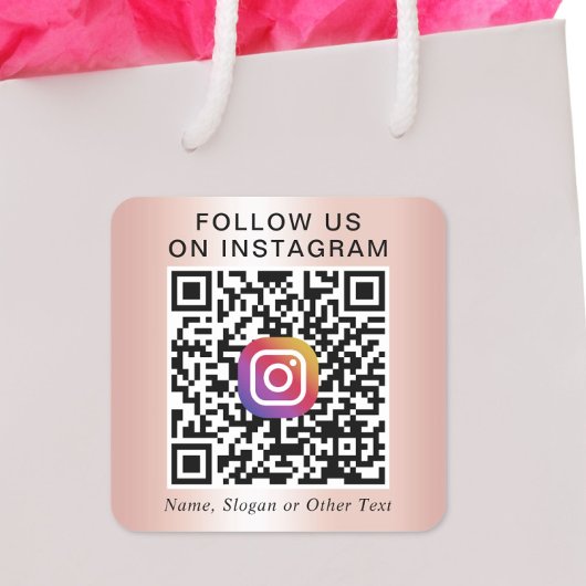 Instagram QRコード ローズゴールド スクエアシール