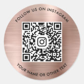 Instagram QRコード ローズゴールド ラウンドシール (正面)