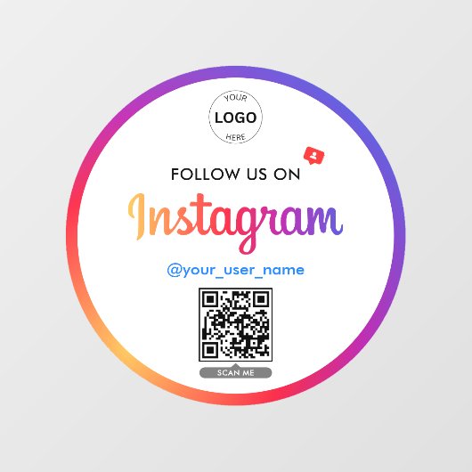 Instagram QRコードus後を追ビジネスロゴシンプル ウィンドウサイン (シート)
