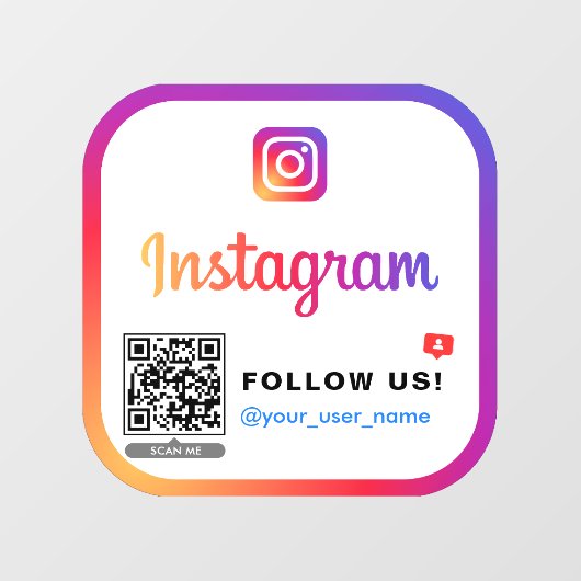 Instagram QRコードus後を追ビジネスロゴシンプル ウィンドウサイン (シート)