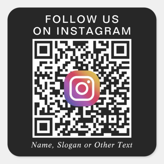 Instagram QR Code Black スクエアシール (正面)