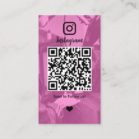 Instagram Scan to Connect美容師ピンクQR 名刺 (裏面)