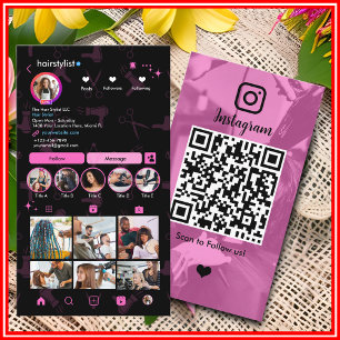Instagram Scan to Connect美容師ピンクQR 名刺