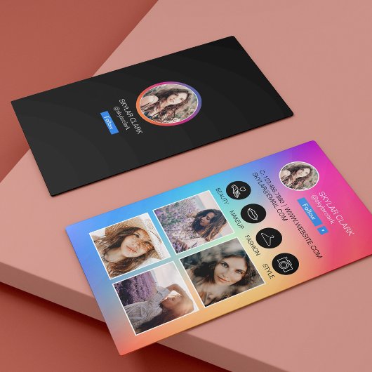Instagram Social 後を追 Meフォトグリッドレインボー 名刺