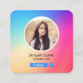Instagram Social Me写真後を追グラデーシカラフルョン スクエア名刺 (正面)