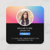 Instagram Social Me写真後を追グラデーシカラフルョン スクエア名刺 (裏面)