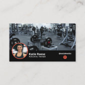 Instagram Social MediaブラックフォトQR 名刺 (正面)