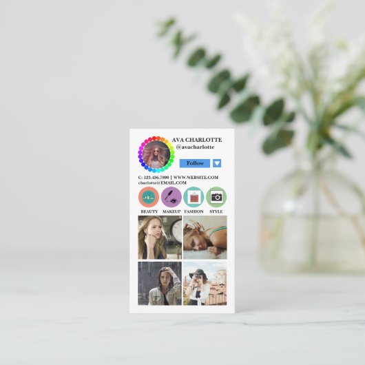 Instagram Social Mediaプロファ後を追イルフォトグリッド 名刺 (スタンド正面)