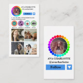 Instagram Social Mediaプロファ後を追イルフォトグリッド 名刺 (正面/裏面)