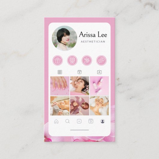 Instagram Social Mediaプロフィール写真グリッド 名刺 (正面)