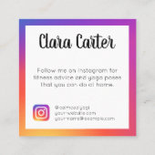 Instagram Social Media Influencerトレンディー写真 スクエア名刺 (裏面)