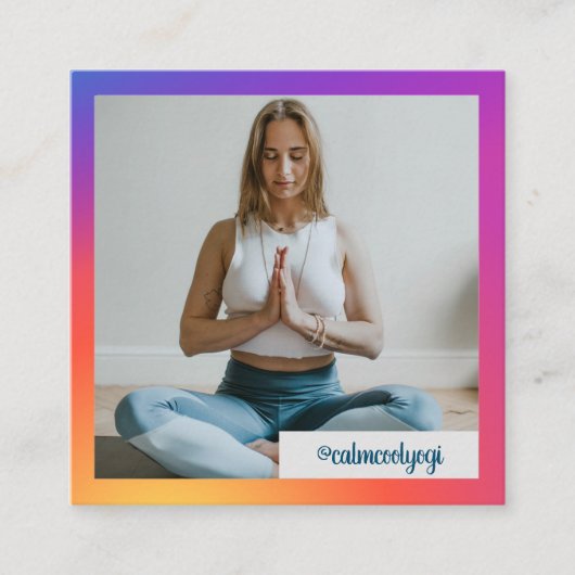 Instagram Social Media Influencerトレンディー写真 スクエア名刺 (正面)
