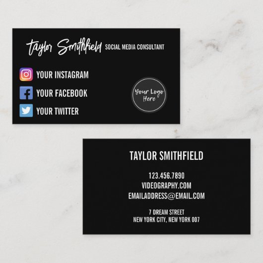 Instagram Twitter書道名刺 名刺 (正面/裏面)