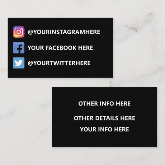 Instagram Twitter Facebook 名刺 (正面/裏面)