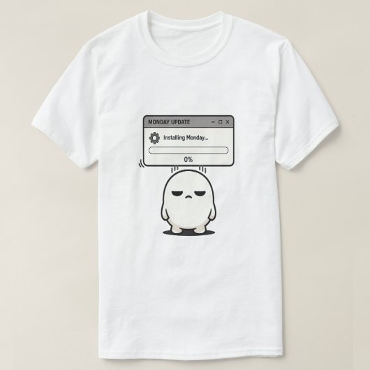 Installing Monday 0% Update - 面白くて可愛い Tシャツ (デザイン正面)