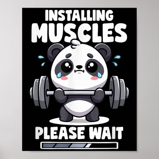 Installing Muscles Please Wait Panda Lifting Gym Q ポスター (正面)