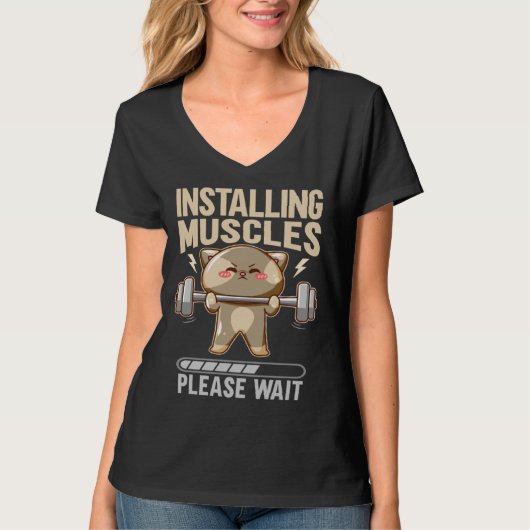 Installing Muscles Please Wait Workout Lifting Tシャツ (正面)