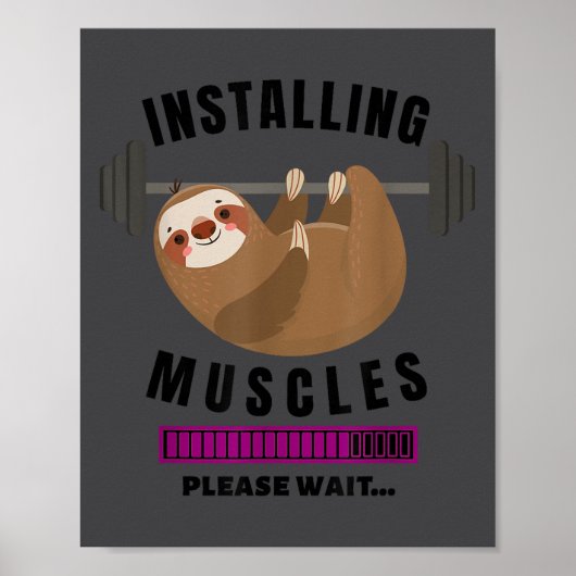 Installing Muscles Sloth Weight Lifting Fitness Mo ポスター (正面)