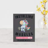 Installing Muscles Unicorn Weight Lifting Fitness  カード (黄色い花)