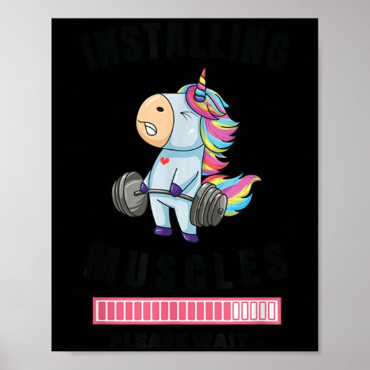 Installing Muscles Unicorn Weight Lifting Fitness ポスター (正面)