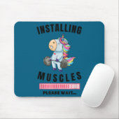 Installing Muscles Unicorn Weight Lifting Fitness  マウスパッド (マウス)