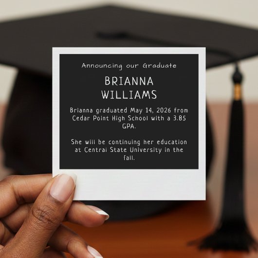 Instant Camera Photo Retro Graduation 案内状