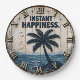 Instant Happiness Coastal Beach House Palm Tree ペーパープレート