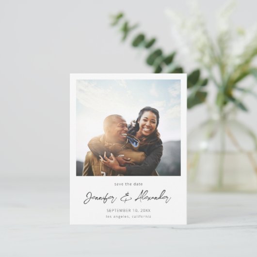 Instant Photo 2 Save the Date - White V2 招待状 (スタンド正面)