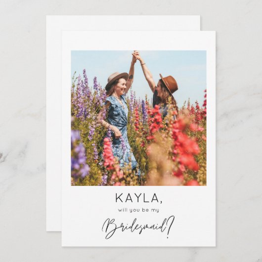 Instant Photo Be My Bridesmaid Proposal 招待状 (正面/裏面)