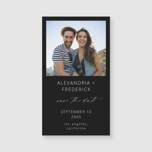  Instant Photo Black Chic Save the Date Magnet SM  (正面)