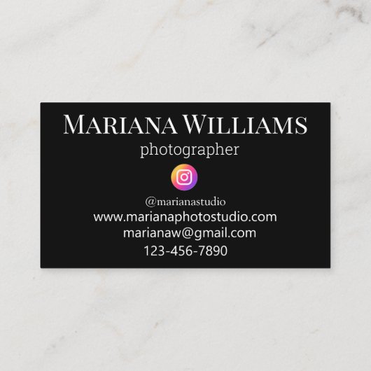 instramフォトグラファー3枚コラージュ黒 名刺 (裏面)