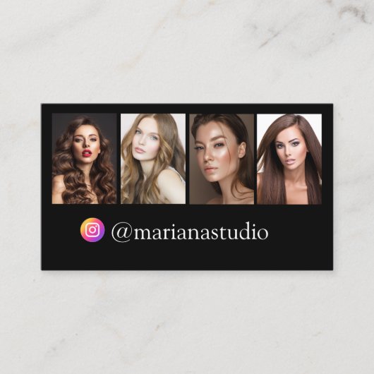 instramフォトグラファー4枚コラージュ黒 名刺 (正面)