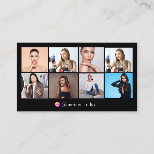 instramフォトグラファー8枚コラージュ黒 名刺 (正面)