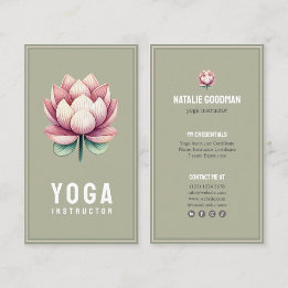 instructor yoga pilates flor de loto rosa verde 名刺