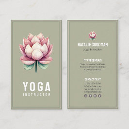 instructor yoga pilates flor de loto rosa verde 名刺