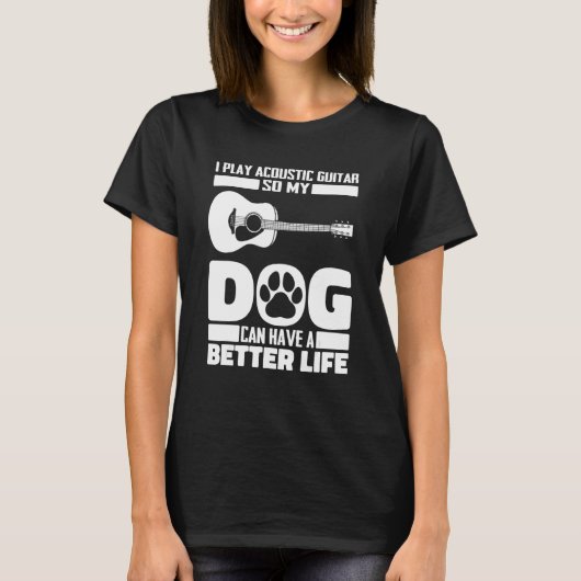 Instrument Dog - Guitarist Acoustic Guitar Tシャツ (正面)