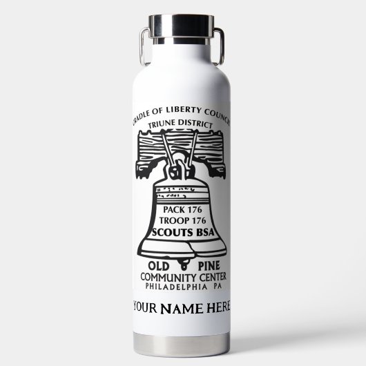 Insulated Water Bottle - White (Personalized) ウォーターボトル (正面)