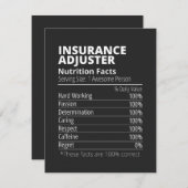Insurance Adjuster Nutrition Facts Funny サンキューカード (正面/裏面)