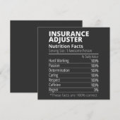 Insurance Adjuster Nutrition Facts Funny 招待状 (正面/裏面)