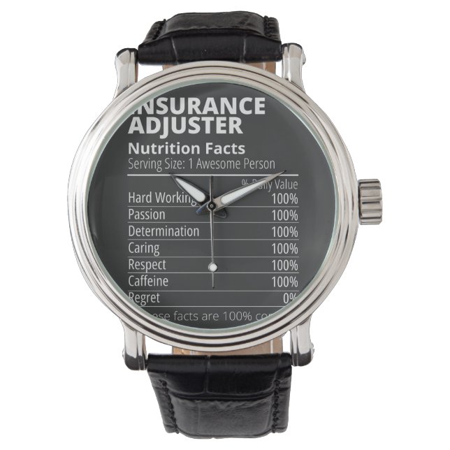 Insurance Adjuster Nutrition Facts Funny 腕時計 (正面)